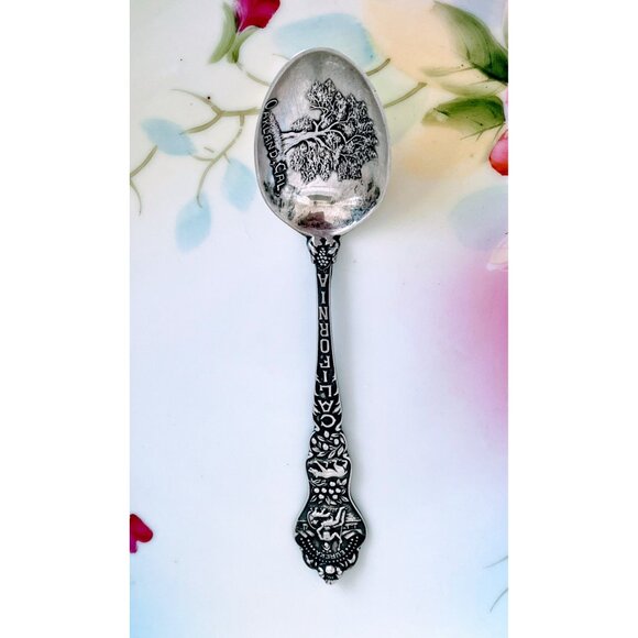 Antique Sterling silver Oakland California Souvenir Spoon Ornate Tree - Picture 13 of 13